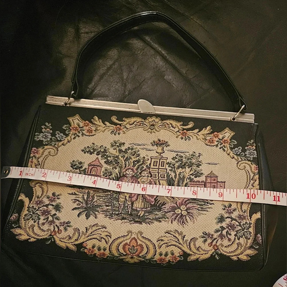 Vintage La Marquise Italian Tapestry 1950s Clutch Top Handle  Hand Bag - Picture 14 of 16